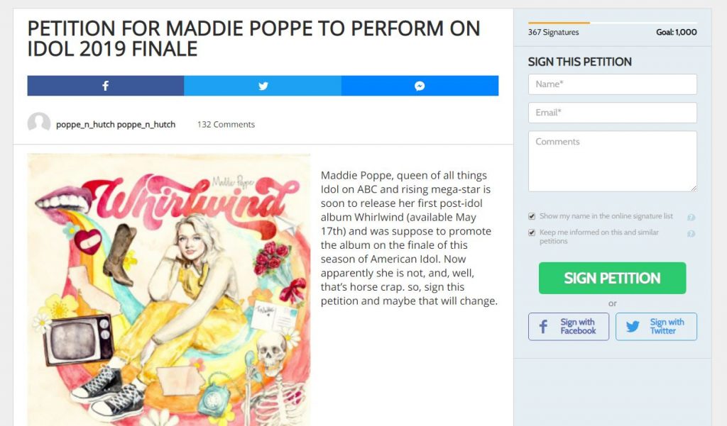 maddie poppe american idol petition