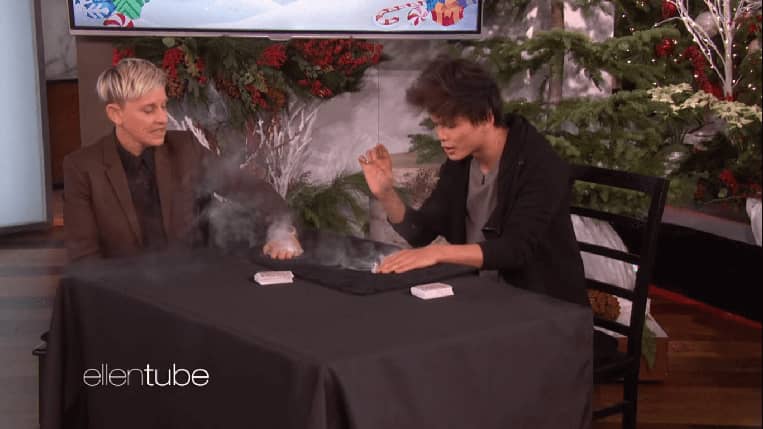 Shin Lim performs a magic trick for Ellen DeGeneres