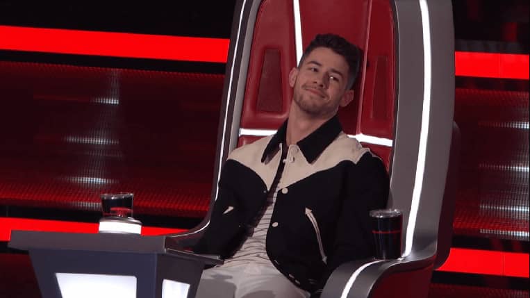 Nick Jonas during "The Voice" knockouts