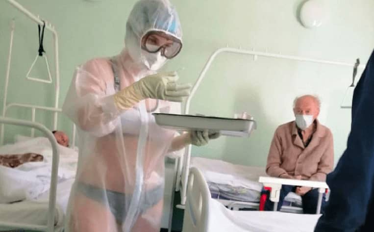 Coronavirus Nurse Bra And Panties Suspended PPE