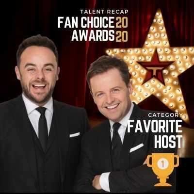 Talent Recap 2020 Fan Choice Awards "Favorite Host" Winners Ant and Dec of BGT