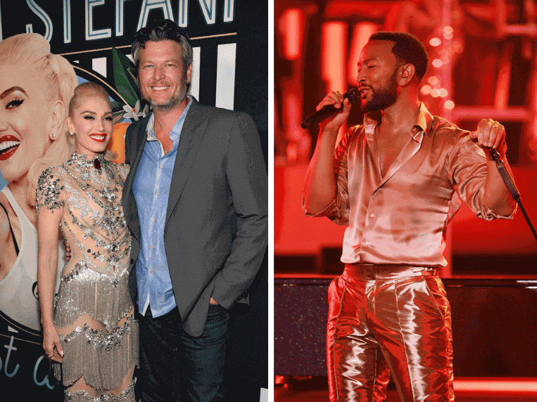 Gwen Stefani, Blake Shelton, and John Legend in Las Vegas