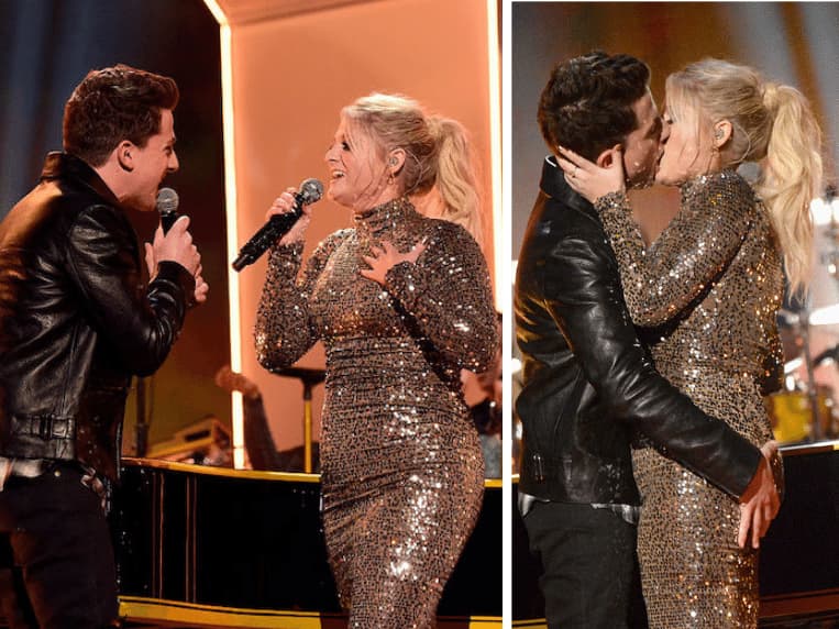Meghan Trainor and Charlie Puth at the 2015 American Music Awards