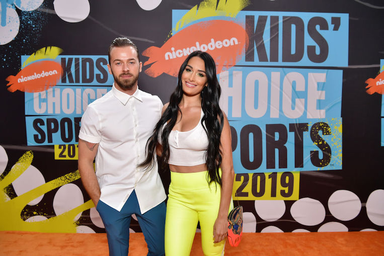 Artem Chigvintsev and Nikki Bella at Nickelodeon Kids' Choice Sports 2019