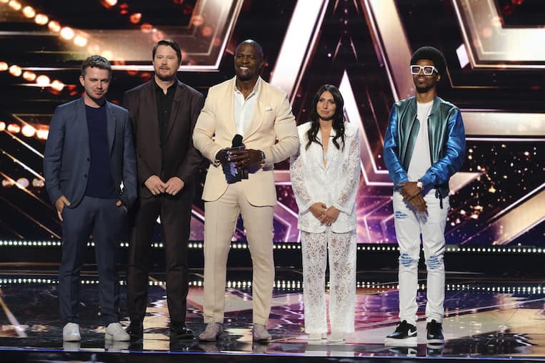 Metaphysic, Terry Crews, Lily Meola, and Mike E Winfield on the 'America's Got Talent' stage