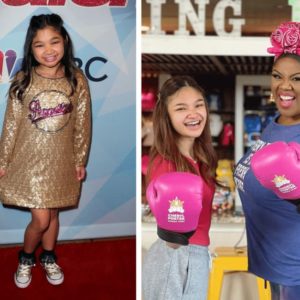 Angelica Hale on 'America's Got Talent' red carpet, Angelica Hale poses with Cheryl Porter