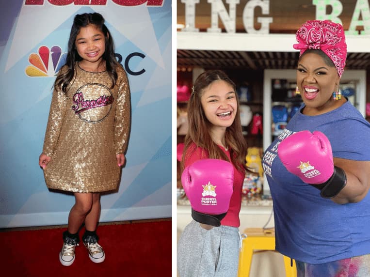 Angelica Hale on 'America's Got Talent' red carpet, Angelica Hale poses with Cheryl Porter