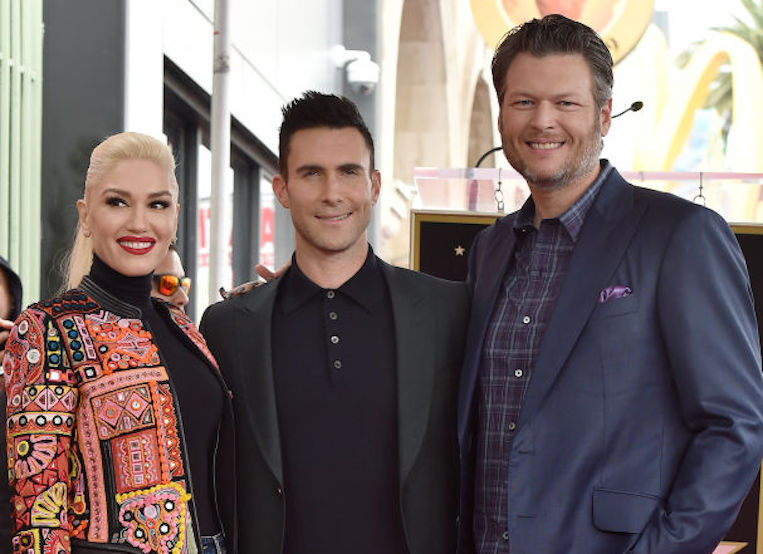 Gwen Stefani, Adam Levine, and Blake Shelton at Adam Levine's Hollywood Walk of Fame Ceremony