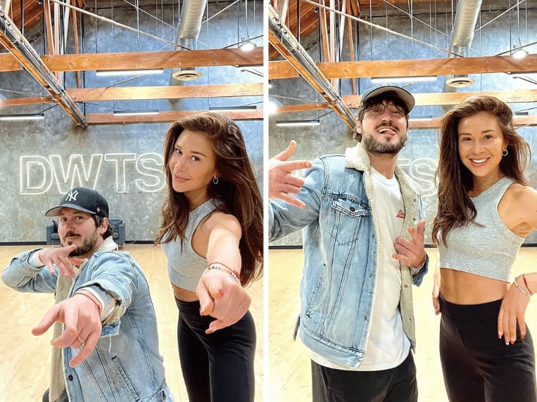 Val Chmerkovskiy and Gabby Windey in the 'Dancing With the Stars' Studio
