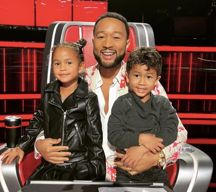 John Legend's Kids Visit Him on 'The Voice' Set in Adorable Photo