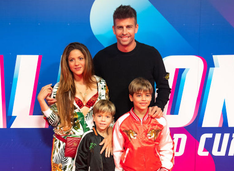 Shakira, Gerard Pique, and their children