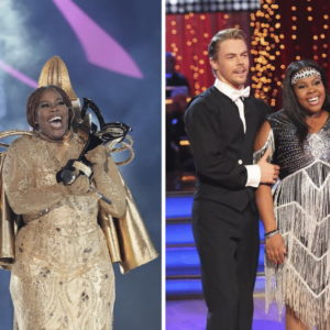Amber Riley on 'The Masked Singer', Derek Hough and Amber Riley on 'Dancing With the Stars'
