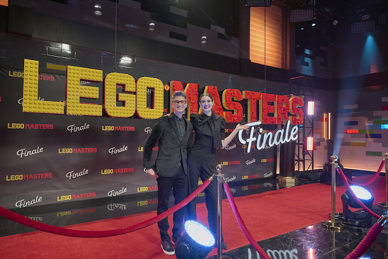Judges Jamie Berard and Amy Corbett in the “Finale: Master Build” season finale episode of LEGO MASTERS