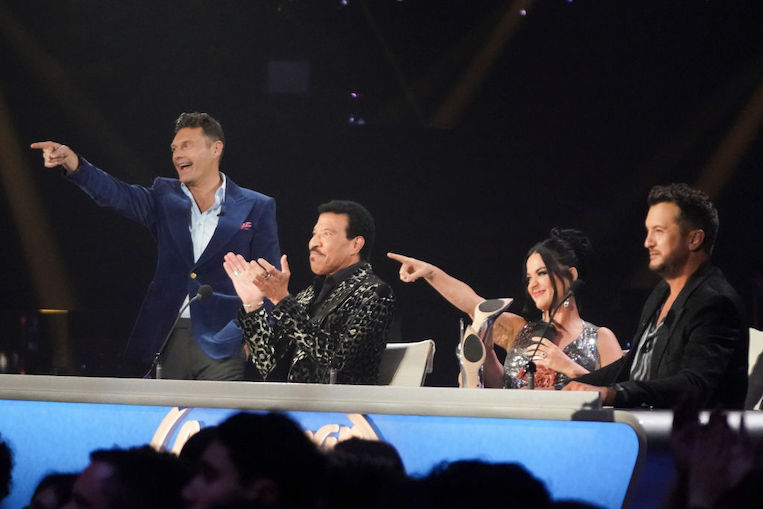 Ryan Seacrest, Lionel Richie, Katy Perry, and Luke Bryan on ABC's American Idol season 5