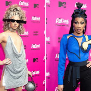 Amethyst and Robin Fierce at RuPaul's Drag Race season 15 premiere