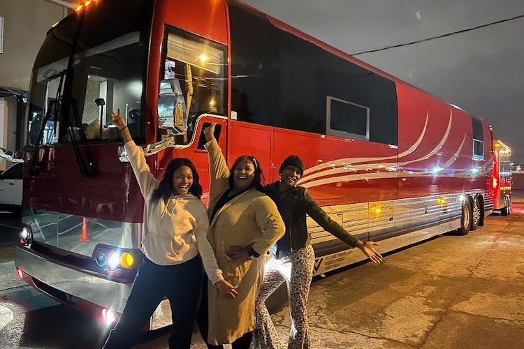 Chapel Hart with their tour bus Ruby