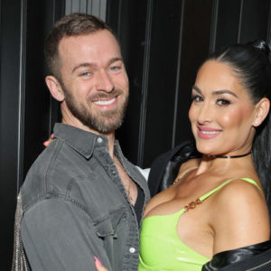 Artem Chigvintsev and Nikki Bella at Sirius XM The Bellas Podcast in Phoenix, AZ