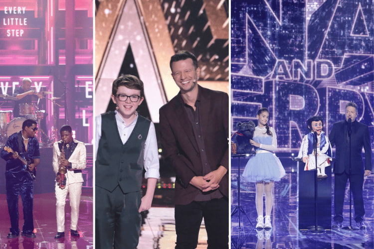 Babyface and Avery Dixon, Aidan McCann and Mat Franco, and Ana Maria Margean and Terry Fator, all in the 'AGT All-Stars' finale