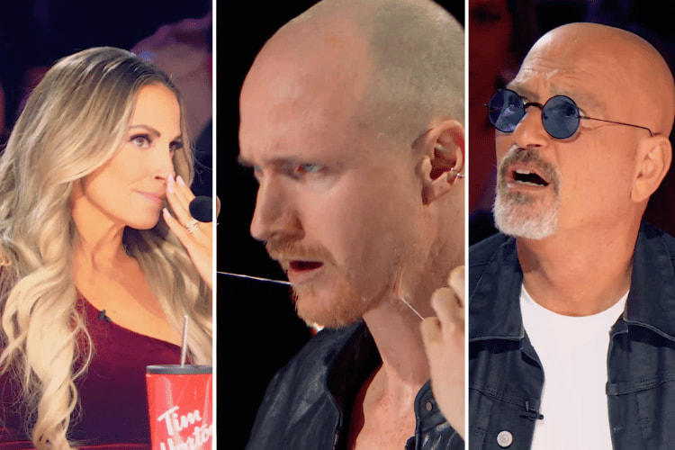 Trish Stratus, and Howie Mandel react to a 'Canada's Got Talent' contestant