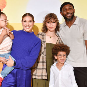 aia Boss, Allison Holker, Weslie Fowler, Maddox Laurel Boss, and Stephen "tWitch" Boss attend Illumination and Universal Pictures' "Minions: The Rise of Gru"