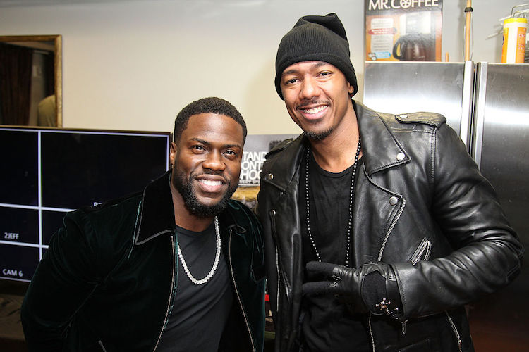 Nick Cannon and Kevin Hart at "Stand Up Don't Shoot" Comedy Special Taping