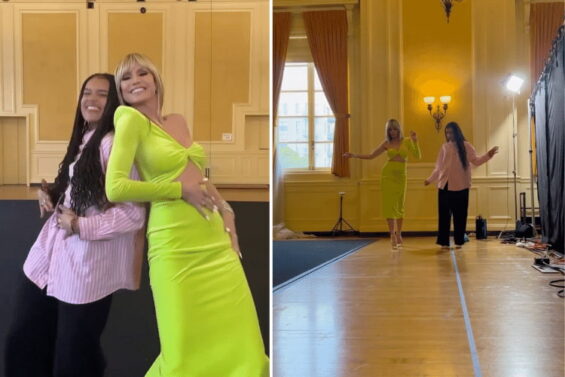 AGT Singer Sara James Receives High Heel Walking Lesson From Heidi Klum