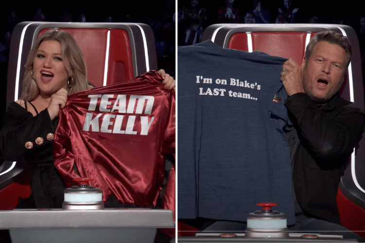 Kelly Clarkson and Blake Shelton show off their 'The Voice' coach gifts
