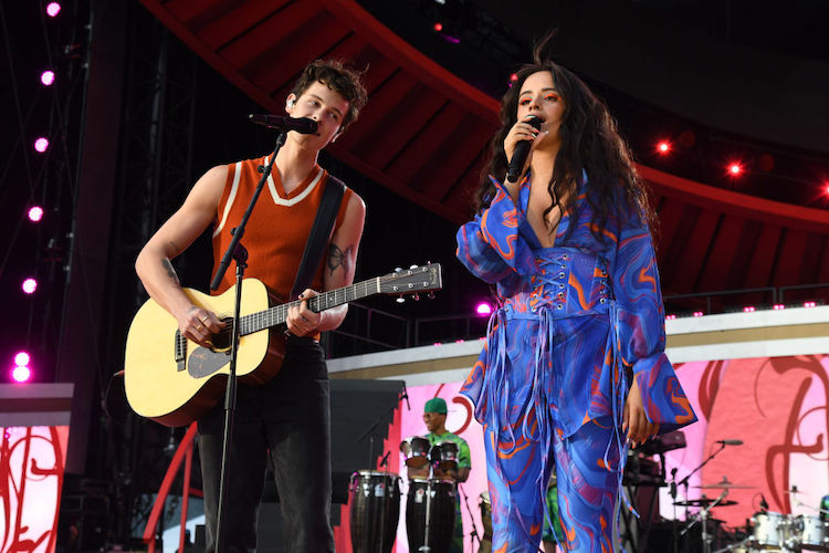 Shawn Mendes and Camila Cabello performing at Global Citzen