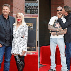 Blake Shelton poses with Gwen Stefani at Hollywood Walk of Fame ceremony, Blake Shelton poses with Adam Levine at Hollywood Walk of Fame ceremony