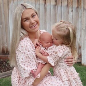 Lindsay Arnold with her daughters Sage and June