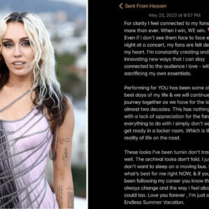 Miley Cyrus at Versace FW23 show, Miley Cyrus via Instagram