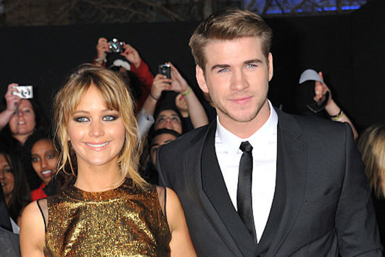 Josh Hutchinson, Jennifer Lawerence, and Liam Hemsworth at The Hunger Games Premiere