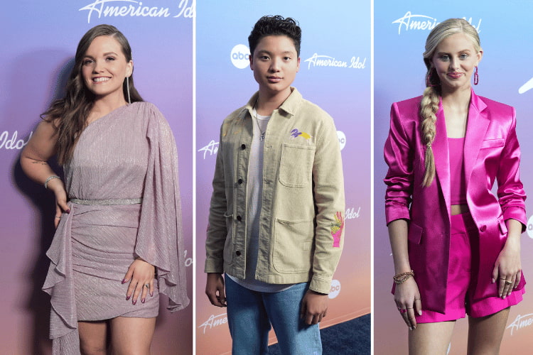 Megan Danielle, Tyson Venegas, and Haven Madison on the 'American Idol' red carpet