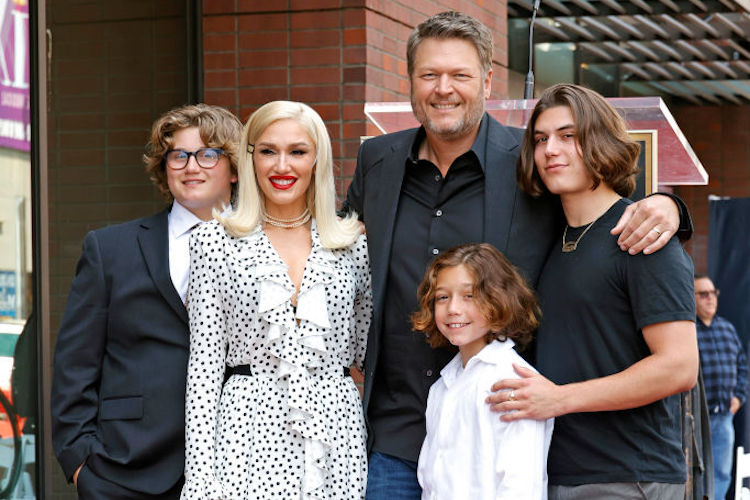 Gwen Stefani, Blake Shelton, and Gwen Stefani's kids at Blake Shelton's Hollywood Walk of Fame award Ceremony