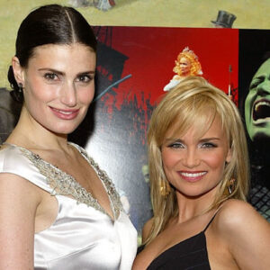 Idina Menzel and Kristin Chenoweth at the Broadway premiere of "Wicked"