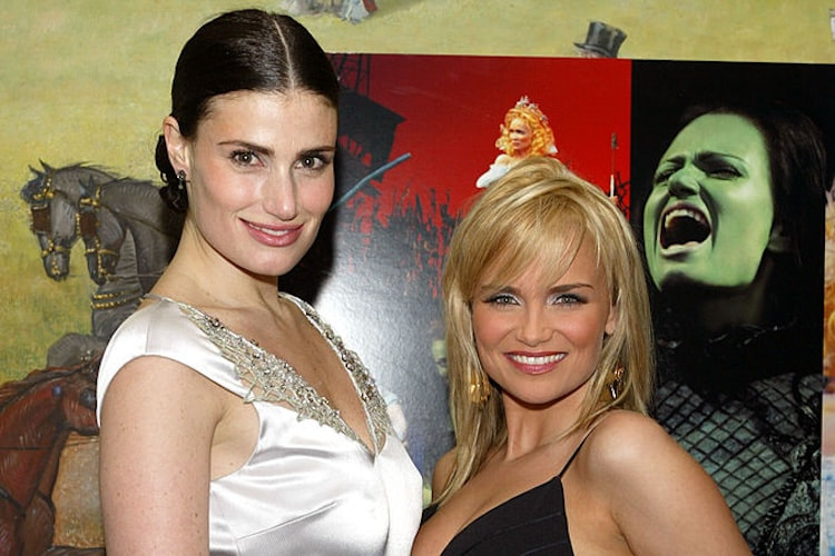 Idina Menzel and Kristin Chenoweth at the Broadway premiere of "Wicked"