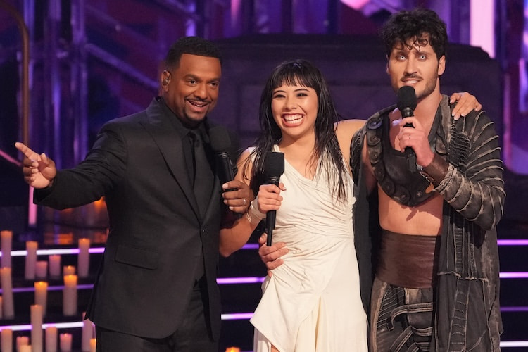 Alfonso Ribeiro, Xochitl Gomez, and Val Chmerkovskiy on 'Dancing With The Stars' Monster Night