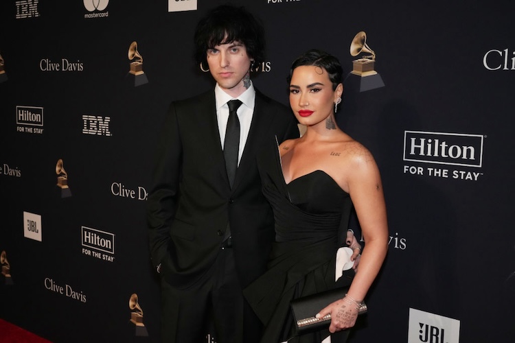 Jordan Lutes and Demi Lovato at the Pre-GRAMMY Gala