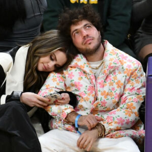 Selena Gomez and Benny Blanco at a Los Angeles Lakers Game