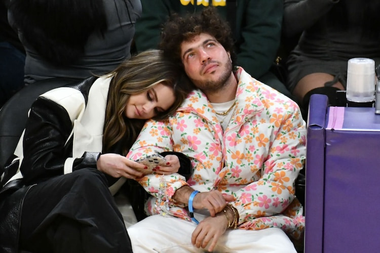 Selena Gomez and Benny Blanco at a Los Angeles Lakers Game