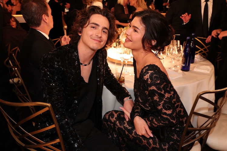 Timothee Chalamet and Kylie Jenner at the 2024 Golden Globes