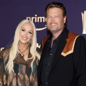 Gwen Stefani and Blake Shelton at the 59th Academy of Country Music Awards