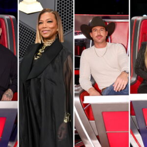Adam Levine, Queen Latifah, Riley Green, and Kelly Clarkson for 'The Voice' Season 30.